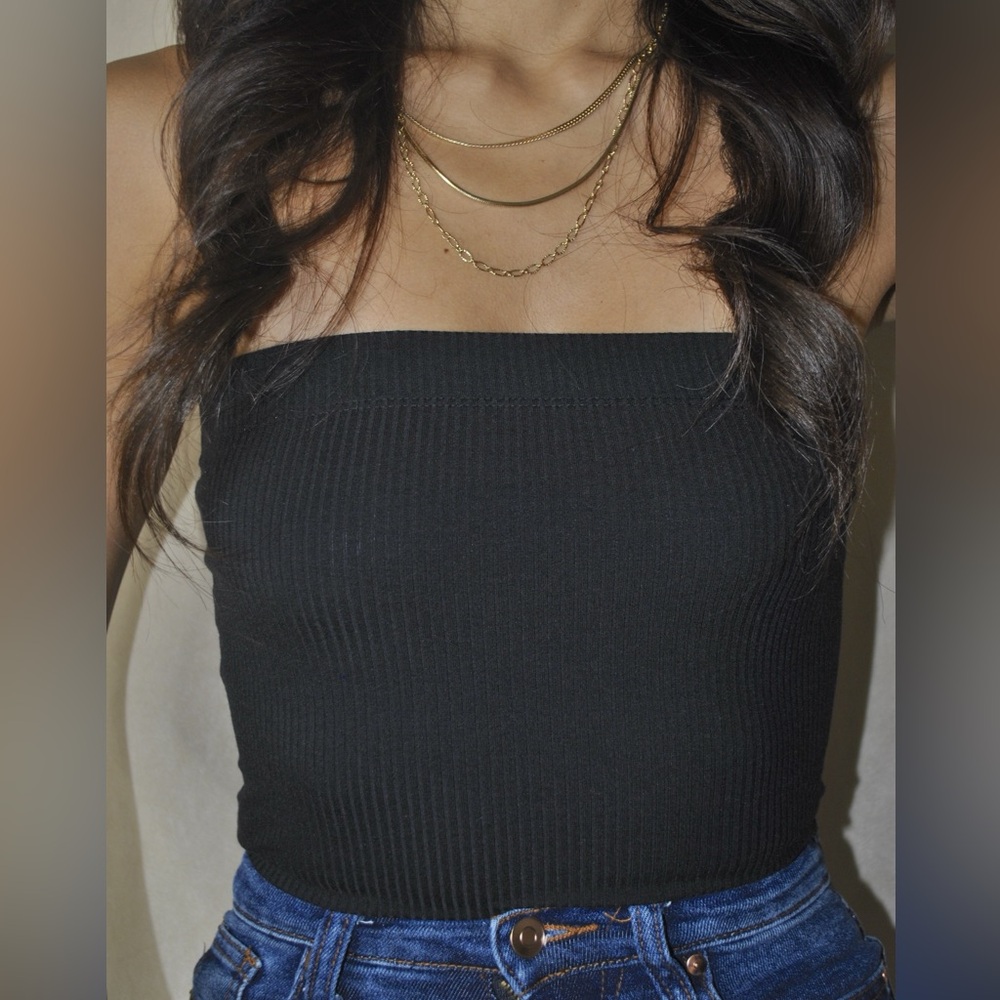 Black Ribbed Bodysuit